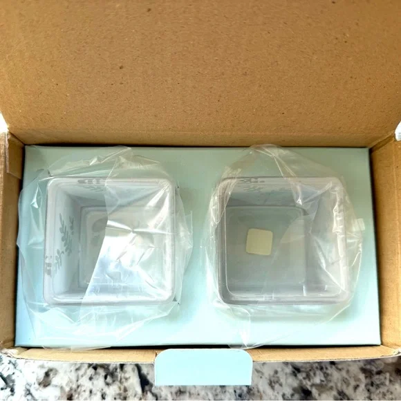 PartyLite SQUARE PAIR Frosted Botanical Votive Holders_(Pair) P7235 - Picture 5 of 7